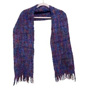 Mucros Weavers Ireland Mohair Blend Blue Purple Multicolor Woven Scarf 9x70 in